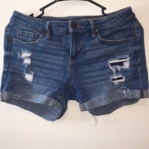 distressed jean shorts